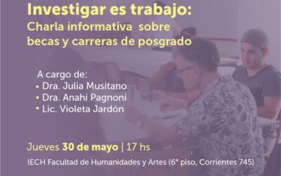 Investigar es Trabajo: Charla informativa sobre becas y carreras de posgrado.